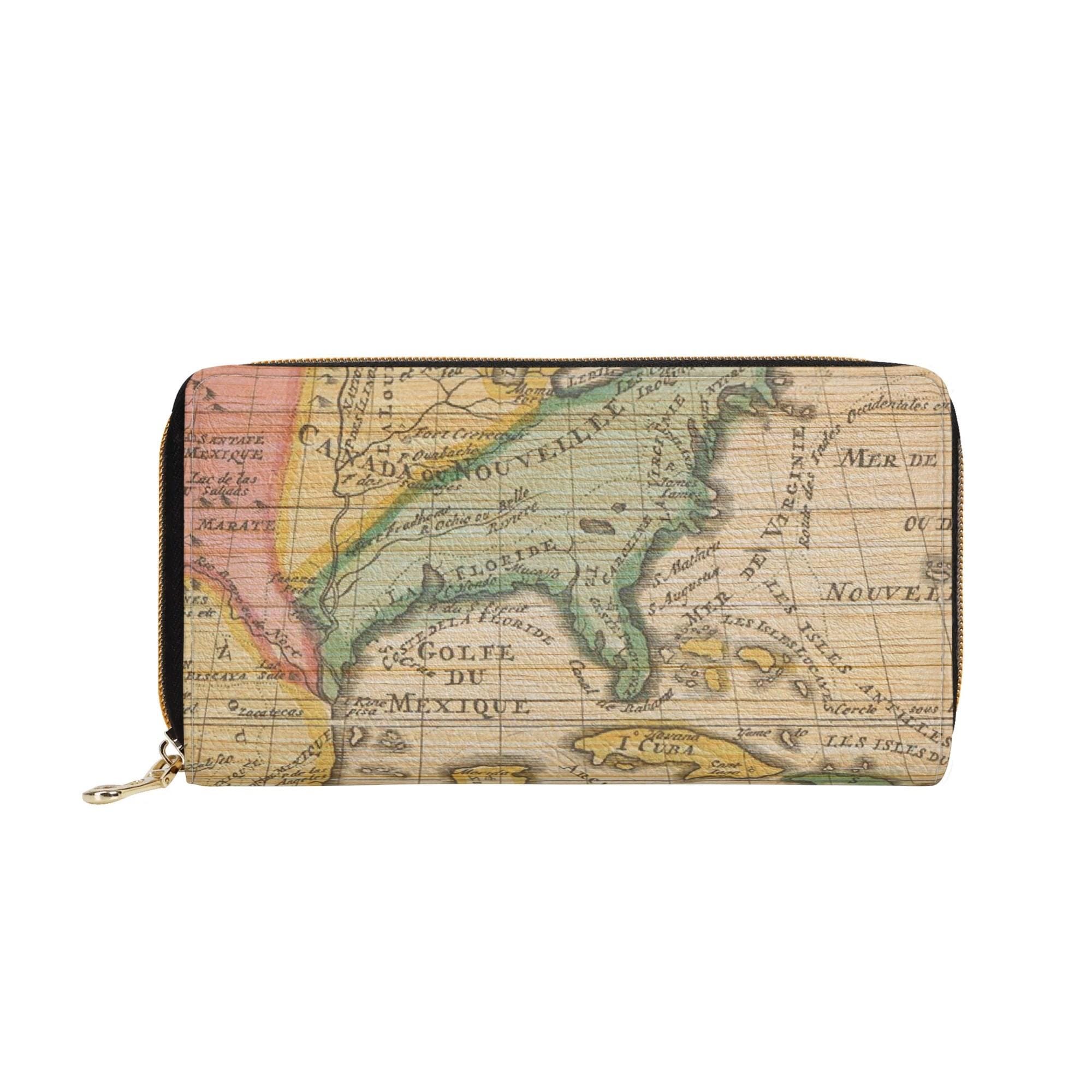 Vintage Map Passport Wallet - Tan and Green Map Print Vintage Map Wallet - Etsy main image 4