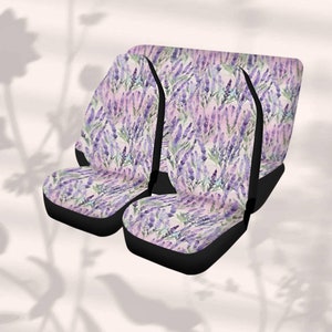 Lavender Fields Car Seat Cover for Vehicle Full Set, Boho Floral Seat Cover for Car, Cottagecore Seat Covers for Women, Pink Cover for Seats
