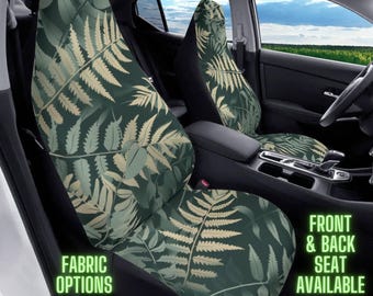 Fern Branches Car Seat Covers for Car Green, Cute Car Seat Cover for Vehicle, Botanical Car Decor Interior