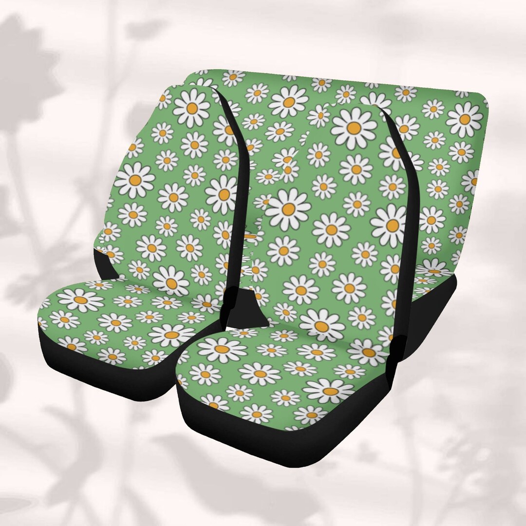 Car Seat Cover Full Set, Cottagecore Green Car Seat Covers Set for