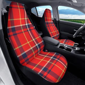 Tartan Car Seat Cover Full Set, Red Seat Covers for Car for Women, Plaid Car Seat Covers for Vehicle Scottish, Car Seat Cover Set Irish