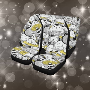 Kat paddestoel autostoelhoezen set voor voertuig, anime autostoelhoezen voor vrouwen, kawaii stoelhoes voor auto, cartoon hoes achterbank