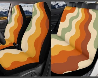 Retro Groovy Vibes Car Seat Cover for Women Universal Fit, Cute Colorful 70s Bucket Seat Cover for Car Vehicle, Aesthetic Car Seat Cover