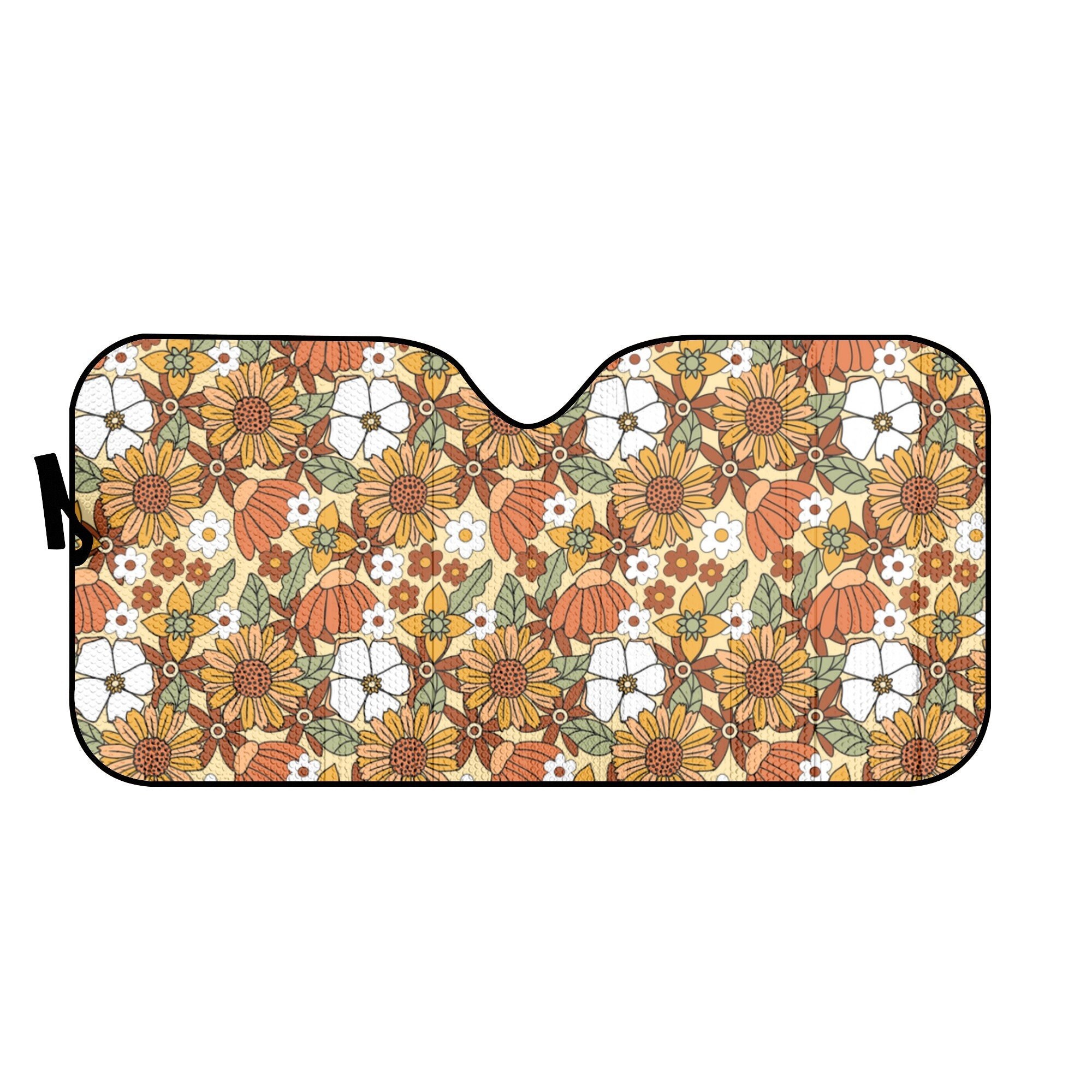 Hippie Floral Windshield Sun Shade Boho Flowers Windshield Etsy