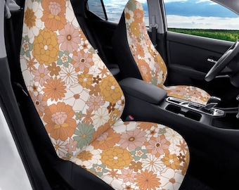 Funda de asiento de coche con diseño floral estilo cottagecore, con flores bohemias para mujer, decoración estética para el interior del coche.