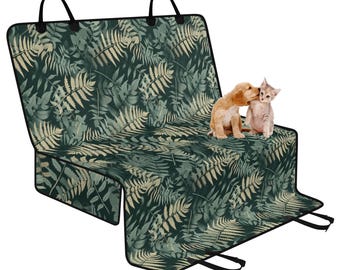 Fern Branches Pet Seat Cover for Car, Dog Car Seat Covers for Vehicles, Green Car Accessories Boho, Cute Car Decor Botanical