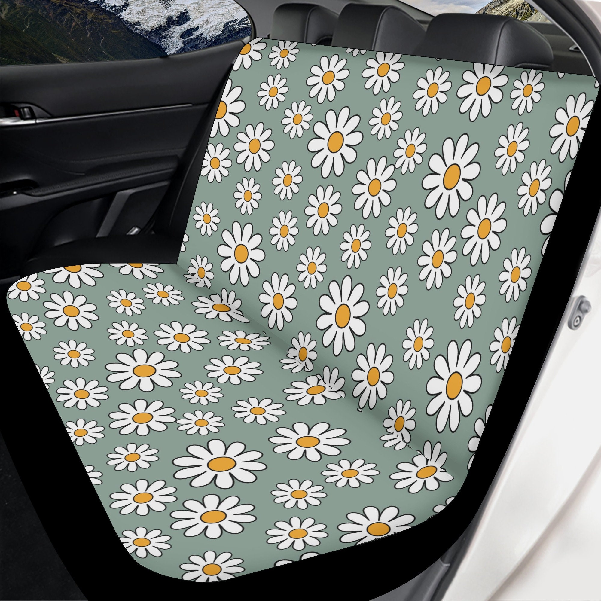 Daisy Sage Car Seat Cover, Floral Seat Covers for Car for Women