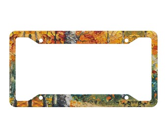 Cadre de plaque d'immatriculation bouleaux d'automne, cadres de plaque d'immatriculation, cadre de plaque de voiture, décoration de voiture, accessoires de voiture mignons, inspiré de la nature