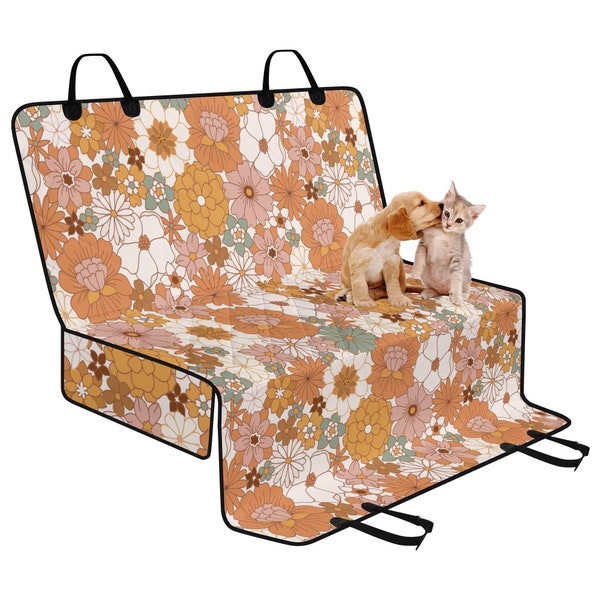 Cottagecore Floral Pet Seat Cover, Boho Flower Back Seat Cover for Car, Bench Seat Cover, Dog Hammock, Aesthetic Car Interior Decor