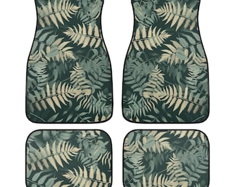 Fern Branches Car Floor Mats, Green Car Mats, Boho Car Decor, Cute Car Accessories