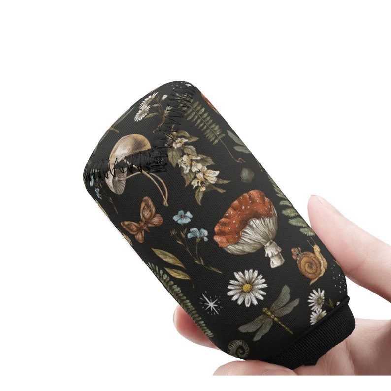 Cottagecore Mushroom Shift Knob Cover, Car Shifter Gear Cover Cute, Witchy Car Interior Decor Black, Amanita Mushroom, Snail, Fern image 2