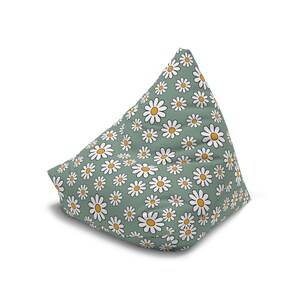 Sage Green Daisy Bean Bag Cover, Daisy Flower Bean Bag Chair Cover ...