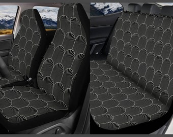Ensemble complet de housses de siège auto art déco, housse de siège minimale, housses de siège auto arche noire pour véhicule, housse de voiture pour sièges, cadeau pour lui ou elle