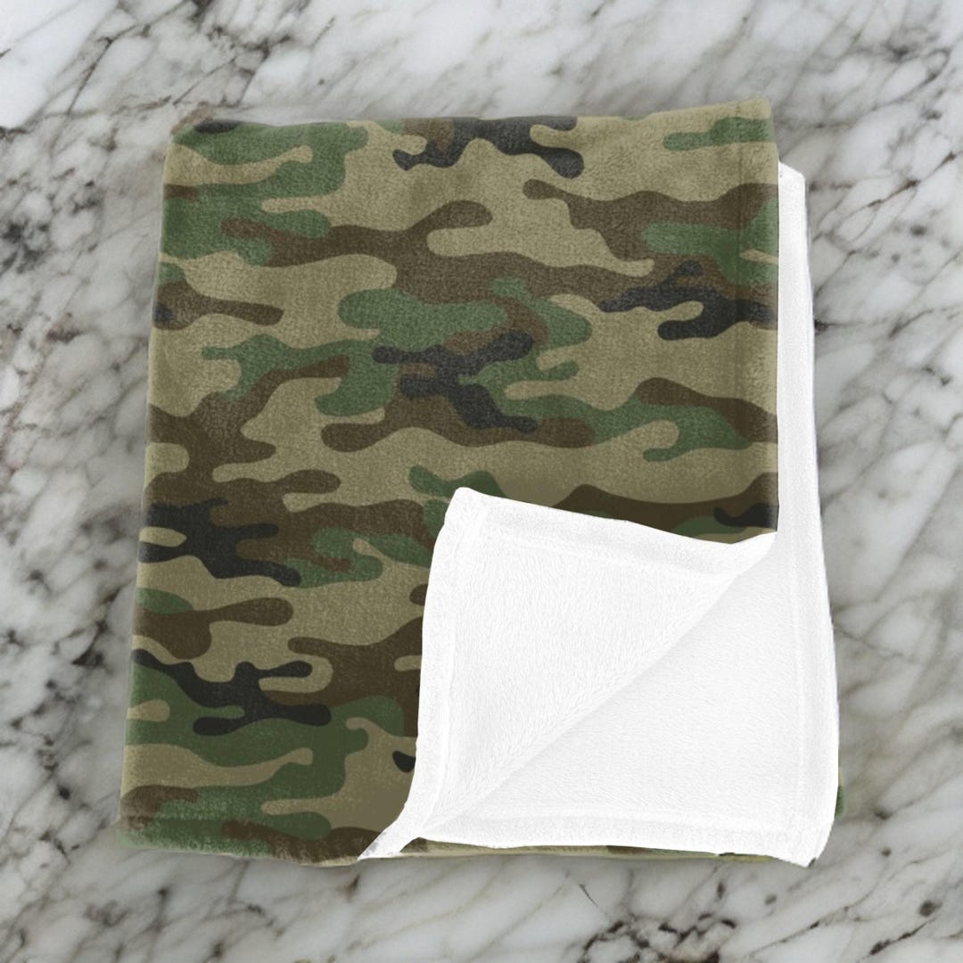 Camo Throw Blanket Gift, Camouflage Blanket Military, Green