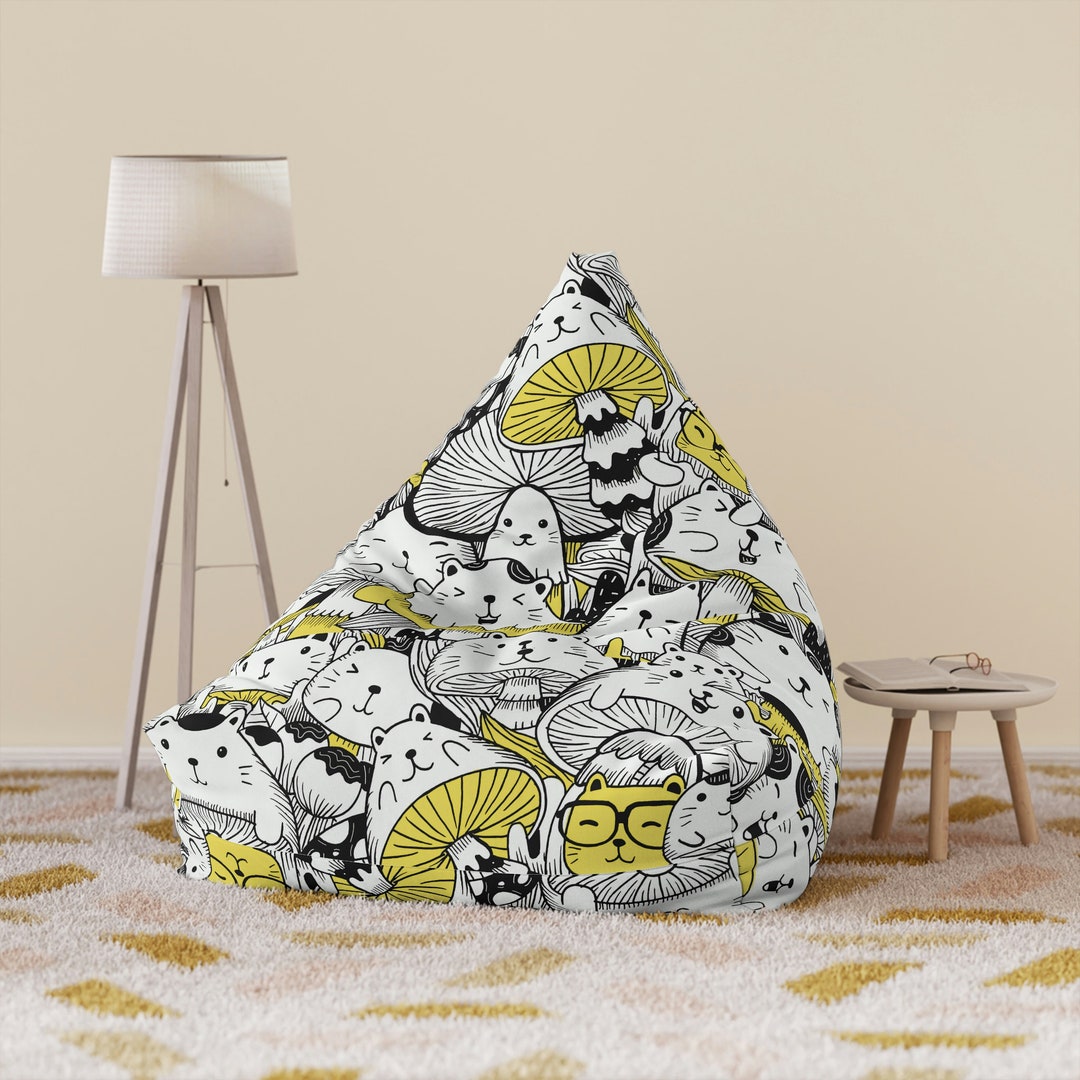 Cat Mushroom Bean Bag Cover, Anime Bean Bag Chair Cover, Kawaii Home
