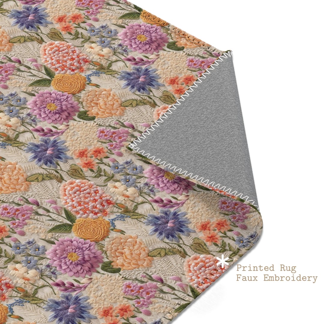 Hydrangea Rug Colorful, Floral Area Rug Wildflower, Cottagecore Floor ...