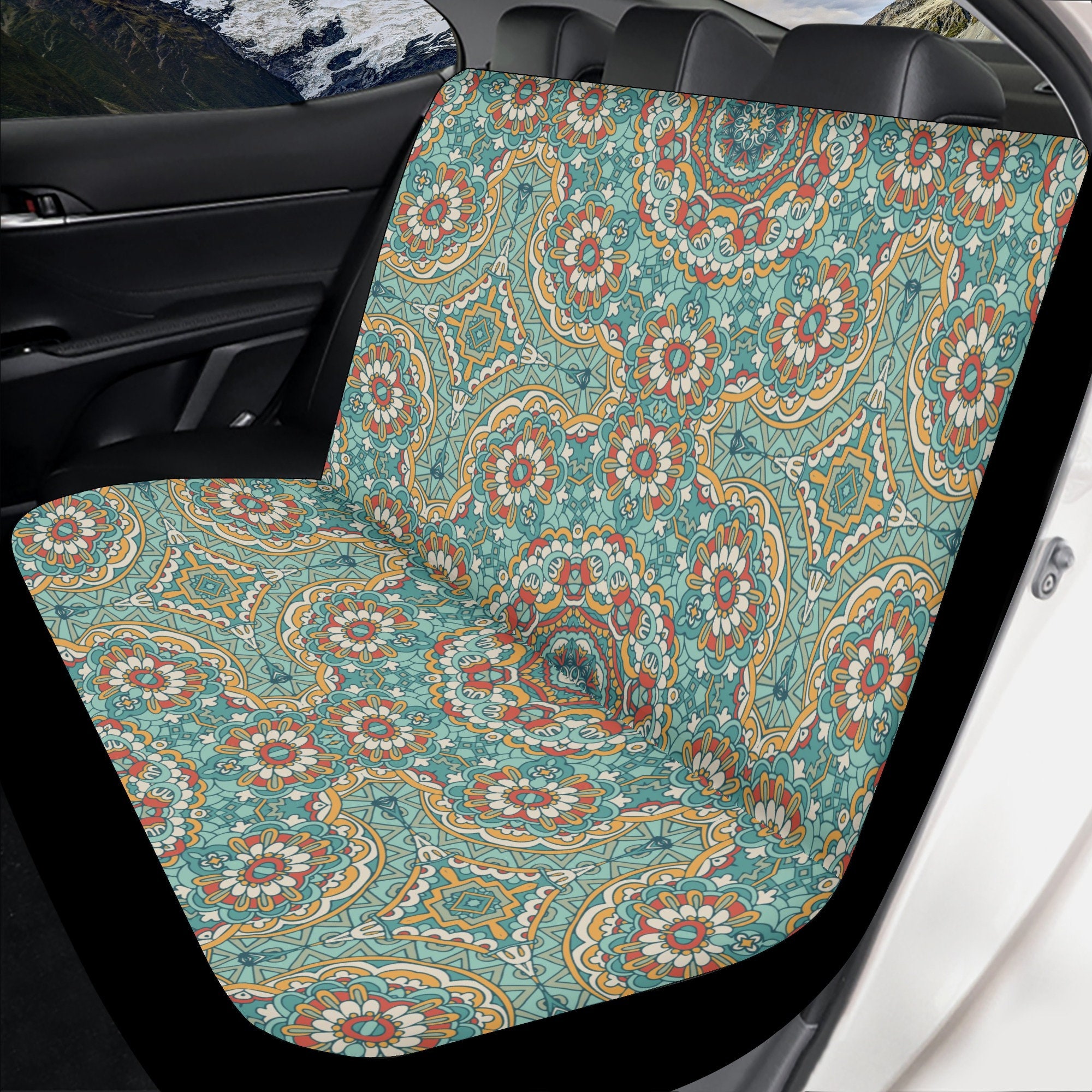 Boho Mandala Floral Print Car Seat Cover Front Seats Only Full Set