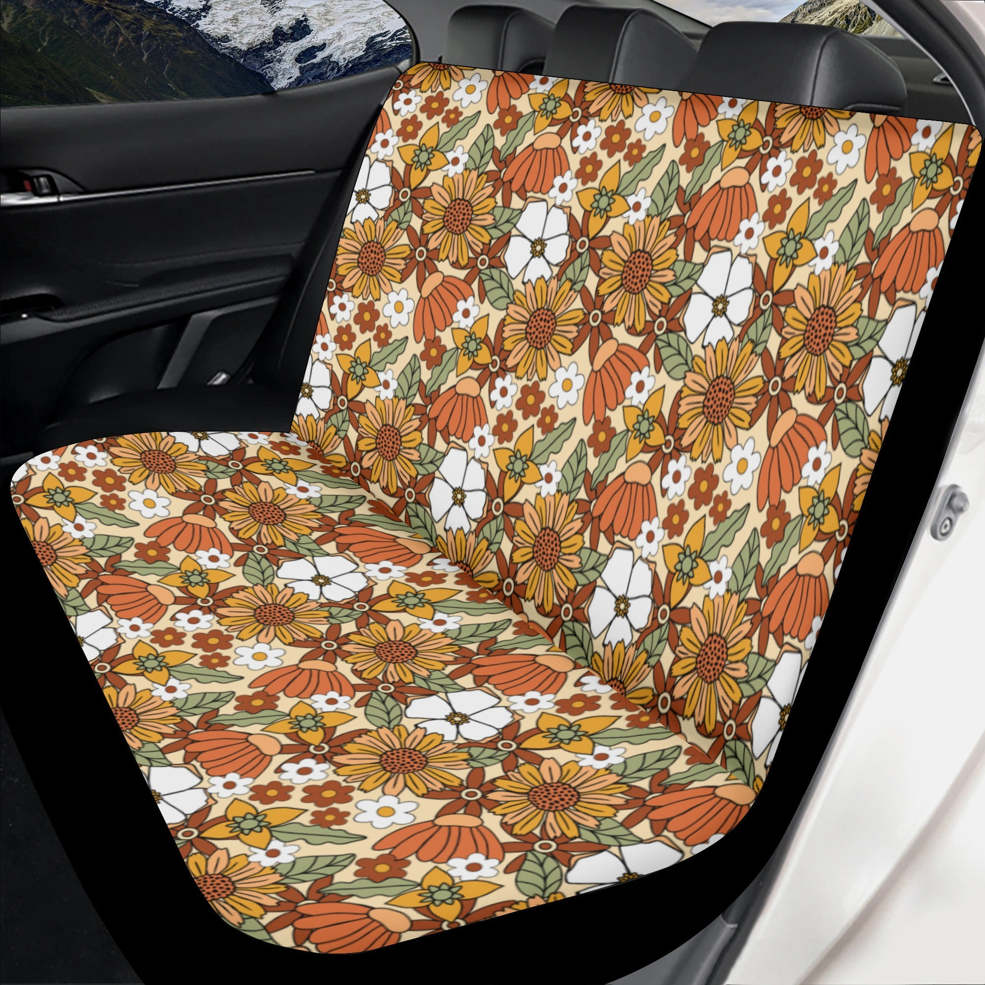 Boho Floral Hippie Car Seat Cover for Women