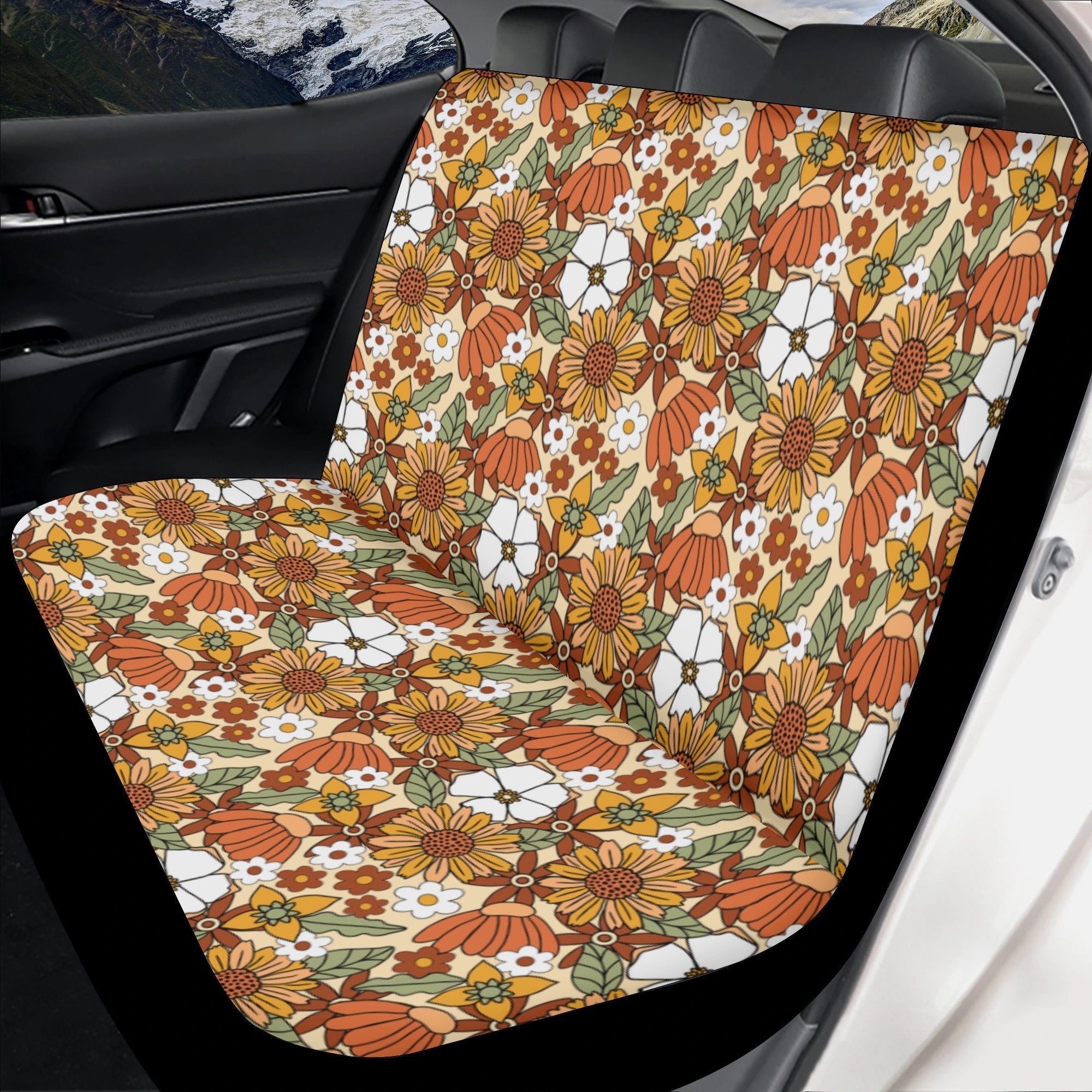 Boho Floral Hippie Car Seat Cover for Women