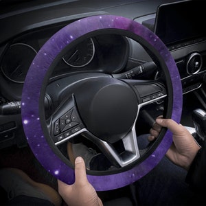 Purple Galaxy Steering Wheel Cover for Women, Boho Celestial Car Steering Wheel Cover Cute, Car Wheel Cover, Aesthetic Interior Car Decor