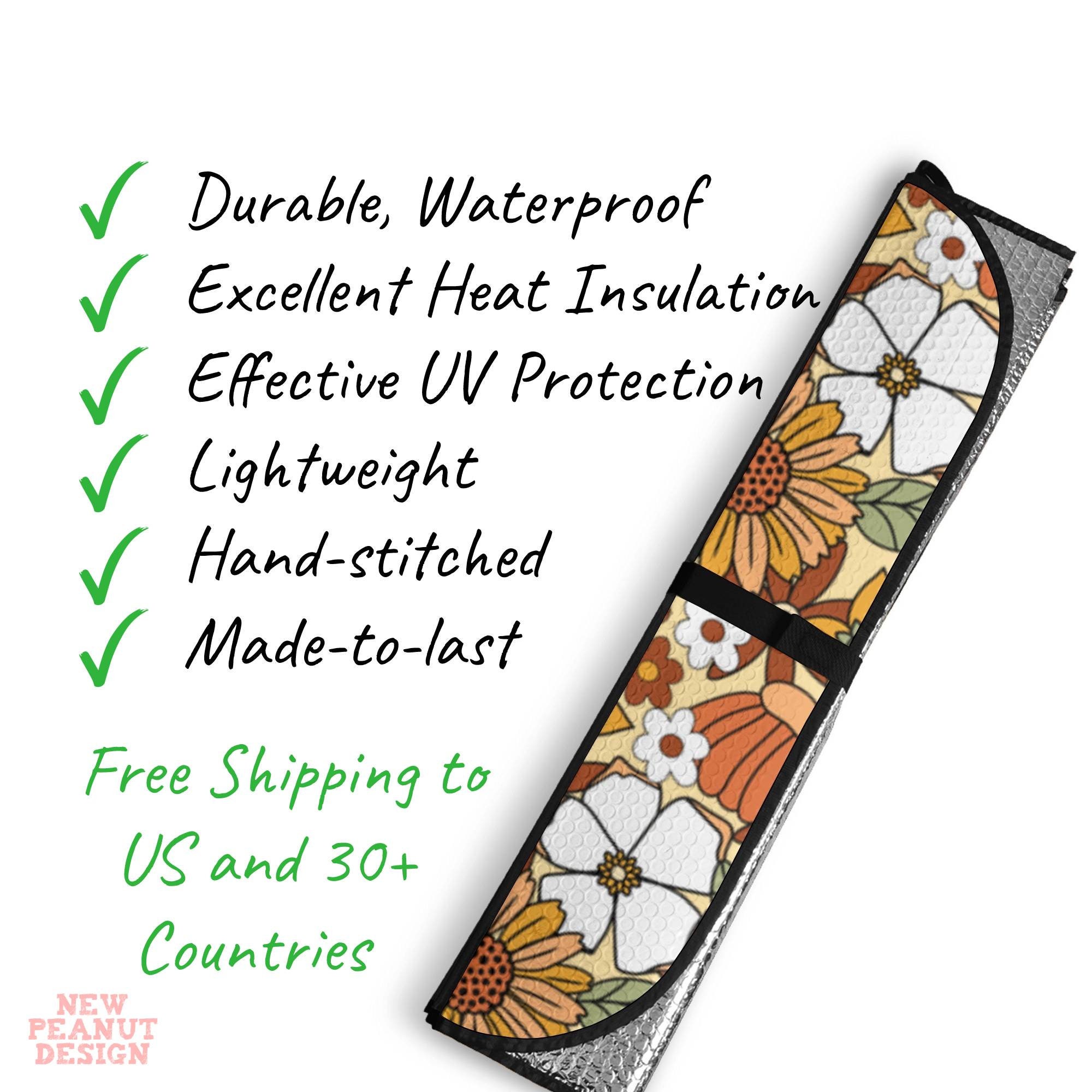 Hippie Floral Windshield Sun Shade Boho Flowers Windshield Etsy