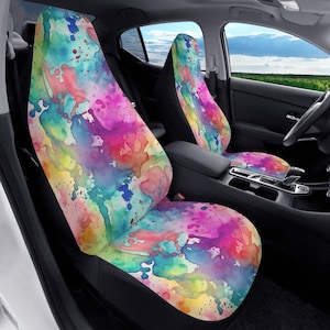 Rainbow Splashes Car Seat Cover Full Set, Colorful Seat Covers for Car, Car Seat Covers for Vehicle, Car Cover for Seats, Fun Car Decor Gift