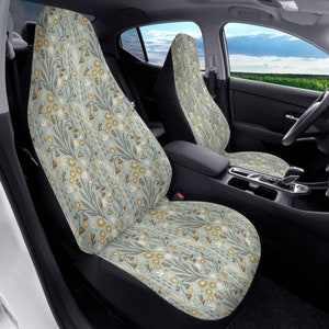 Funda de asiento de coche con estampado floral verde salvia, juego completo, funda de asiento floral para mujer, fundas de asiento bohemias, bonitos accesorios para asientos de coche.