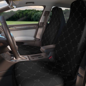 Skull Pattern Car Seat Cover for Vehicle, Skeleton Gothic Seat Covers for Car Full Set, Black Car Covers for Seat, Car Gift