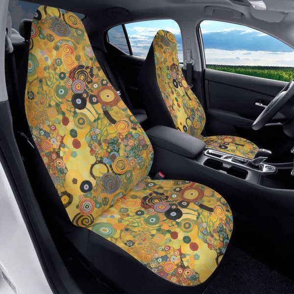 Klimt Floral Seat Cover for Car Full Set, Klimt Inspired Car Seat Cover, Artistic Car Seat Cover for Vehicle, Flower Seat Covers, Car Gift