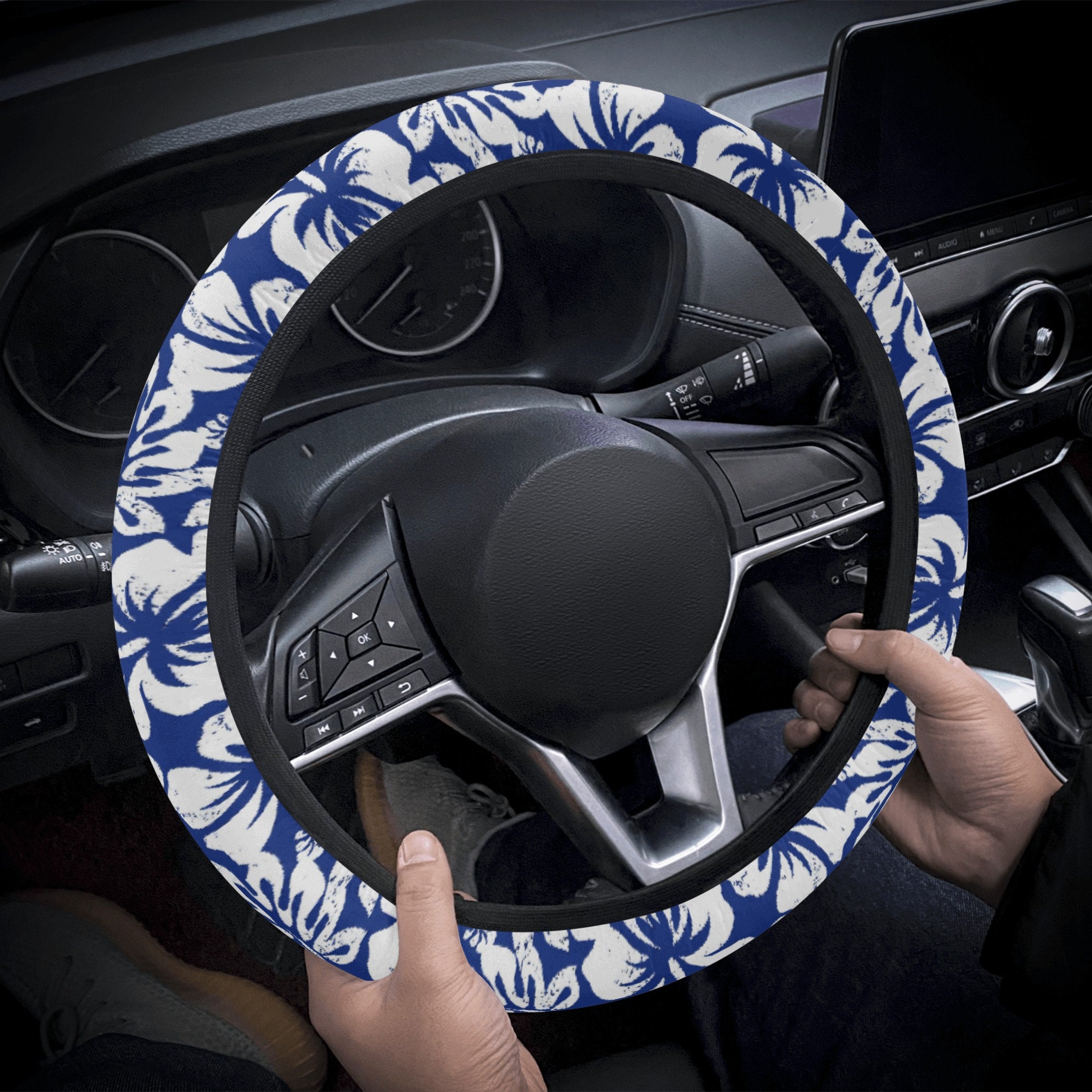 Hibiscus Flower Steering Wheel Cover, Car Accessories