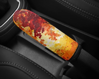 Golden Woodland Handbrake Cover, Boho Car Decor Cute, Botanical Car Accessories Forest