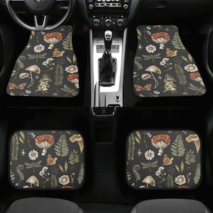 Cottagecore Car Mats, Black Mushroom Car Floor Mats, Witchy Car Floor Mats for Women, Car Mats Aesthetic, Aesthetic Car Decor, Gift for Her