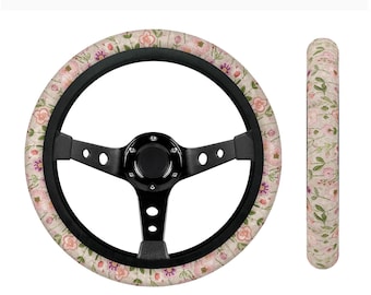Blush lente stuurhoes schattige auto wielhoes Boho bloemen stuurhoes roze auto cadeau voor haar nep borduurwerk uniek autodecor