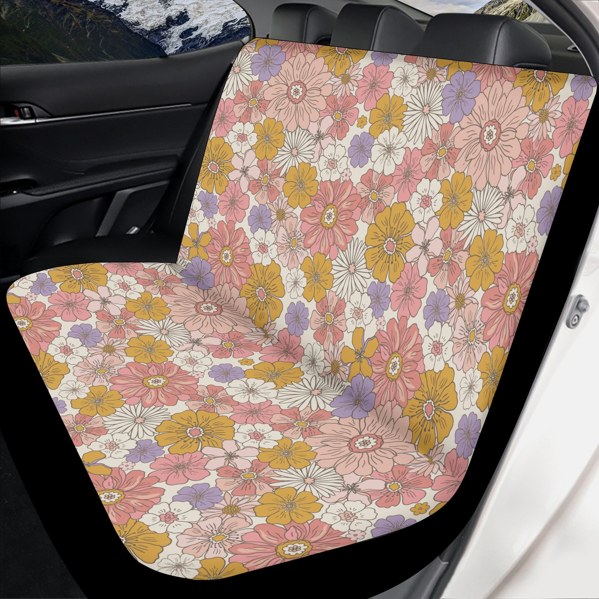 Wanzuoeng Boho Mandala Flower Car Seat Covers – 2-Piece Set For Front Seats, Breathable & Anti-Slip