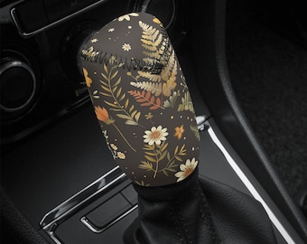 Earthy Cottagecore Shift Knob Cover, Boho Car Shifter Gear Cover, Floral Shifter Knob Cover, Earth Tone Car Gift for Her