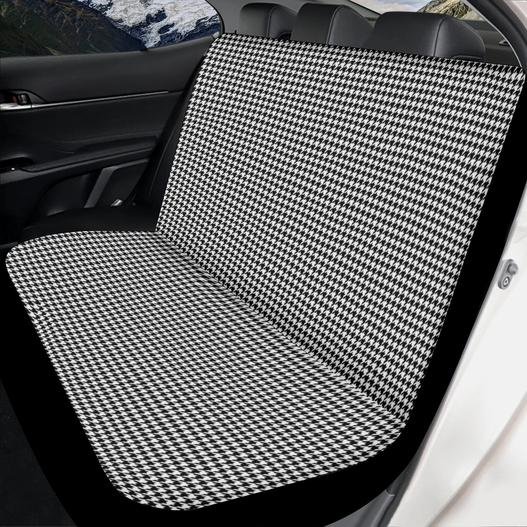 Houndstooth Seat Cover for Car Full Set, Dainty Elegant Car Seat Covers for  Women, Black White Simple Seat Cover Vehicle, Academia Aesthetic -   Norway