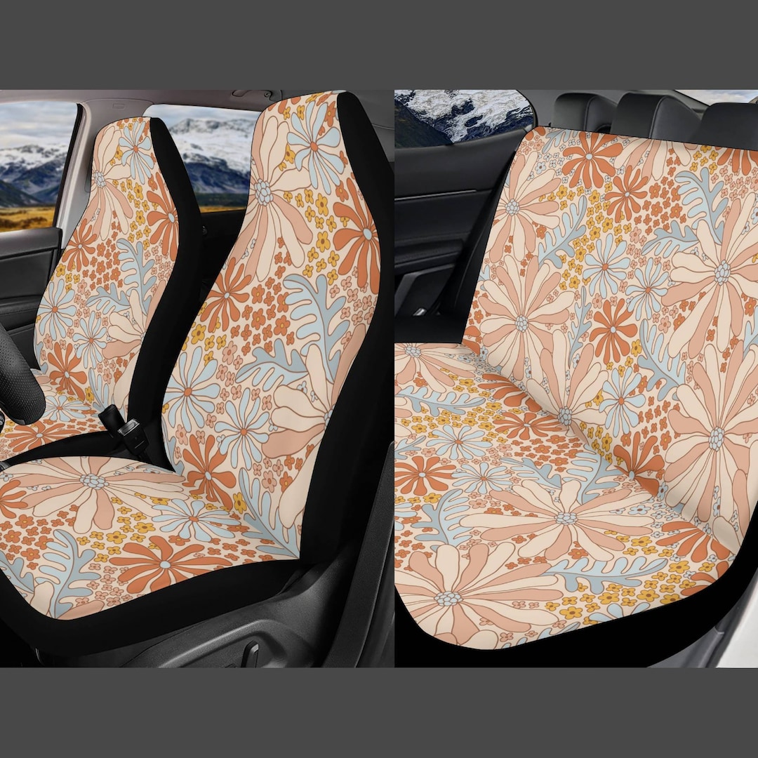 Boho Floral Car Seat Cover Full Setflowers Seat Covers for Etsy