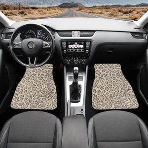 Leopard Print Car Mats: Beige Brown Animal Print, Waterproof Polyester