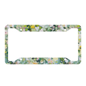 Green Floral License Plate Frame: Cottagecore Car Decor