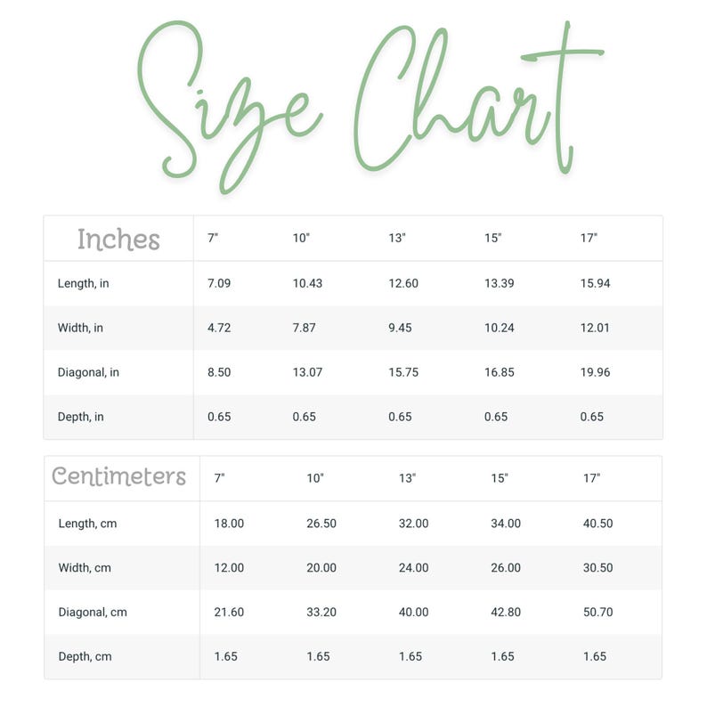 the size chart for a women's size chart
