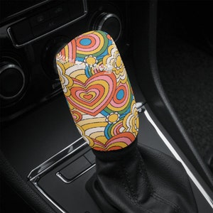 Psychedelic Flower Shift Knob Cover, Trippy Car Shifter Gear Cover, Fun Car Interior Decor, Colorful Shifter Knob Cover, Car Gift for Her