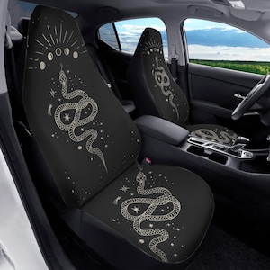 Boho Celestial Snake Car Seat Covers Esoteric Moon Phase Design