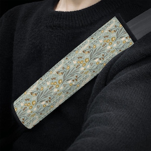 Sage Green Floral Seat Belt Cover Cottagecore Car Accessory