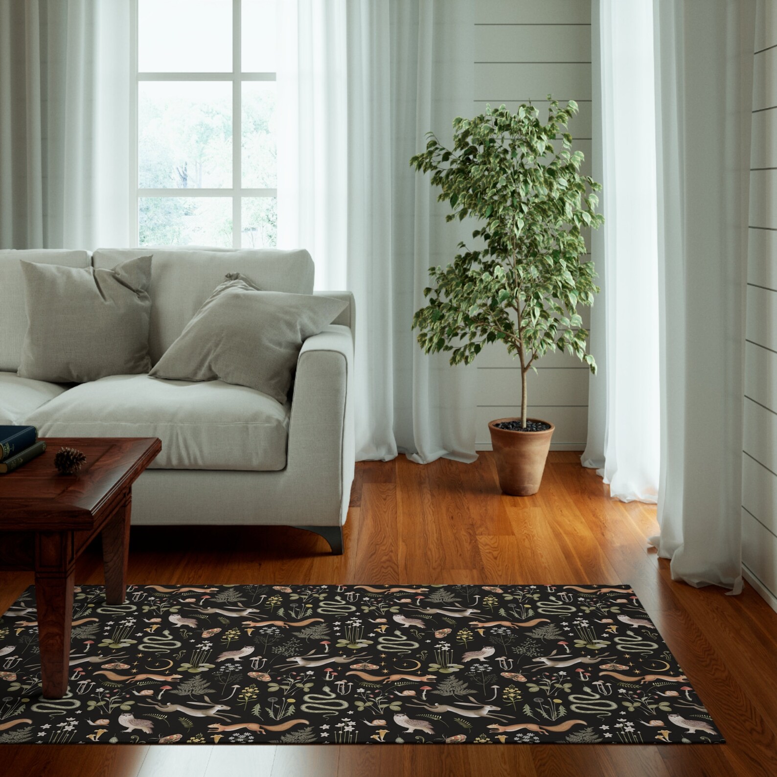 Enchanted Rug Enchanted Forest Rug, Floral Area Rug, Cottagecore Floor Mat, Nursery ...