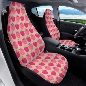 Strawberry Car Seat Cover Full Set Cute, Seat Covers for Car for Women, Car Seat Covers for Vehicle, Car Seat Cover Set, Car Cover for Seats