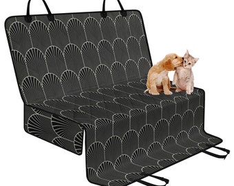 Art Deco Car Bench Seat Cover for Dog Pet Kid, Minimal Waterproof Heavy Duty ack Seat Cover, Black Rear Seat Cover, Dog Hammock, Car Gift