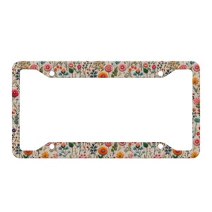 Tiny Wildflower License Plate Frame: Boho Floral Car Decor