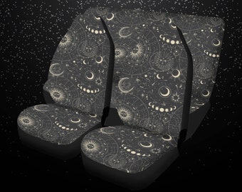 Astrology Car Seat Cover Set: Witchy Celestial Car Decor Accessories, Moon Phases