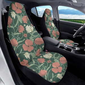 William Morris Floral Car Seat Covers: Full Set, Green Vehicle Decor
