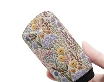 Copri pomello del cambio Cottagecore color lavanda per donna, copri pomello del cambio per auto con motivo floreale boho, copri pomello del cambio viola, finto ricamo